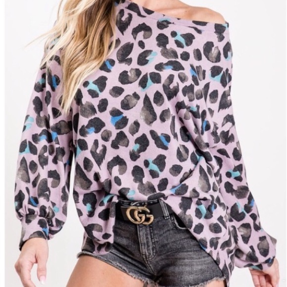 Soft knit leopard print top - Picture 4 of 7
